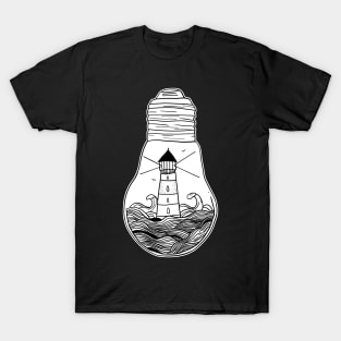 Lighthouse in a lightbulb creative handdrawn Gift T-Shirt